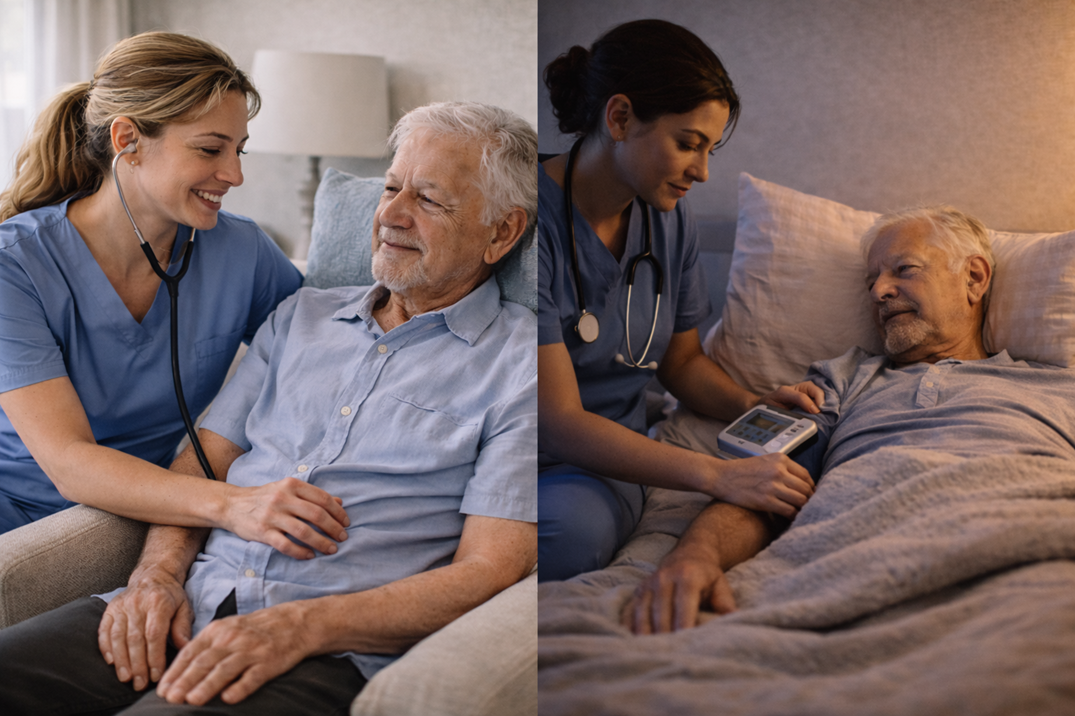 Caregiver providing around-the-clock support for a senior at home